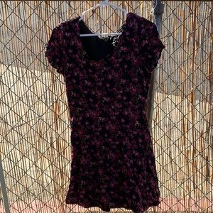Forever 21 black and pink flowers small skater dress